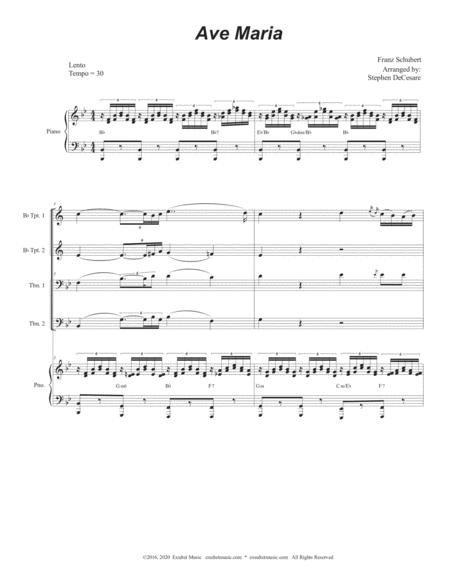 Ave Maria For Brass Quartet Piano Accompaniment Alternate Version Page 2