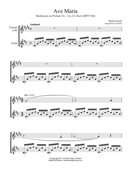 Ave Maria For Clarinet In Bb And Guitar Page 2