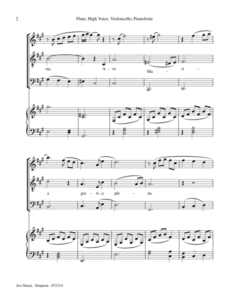 Ave Maria For Flute Or Violin High Voice Cello Piano Page 2