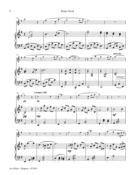Ave Maria For High Voice Piano Page 2