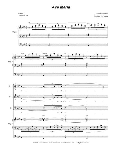 Ave Maria For Ttb Organ Accompaniment Medium Key Page 2