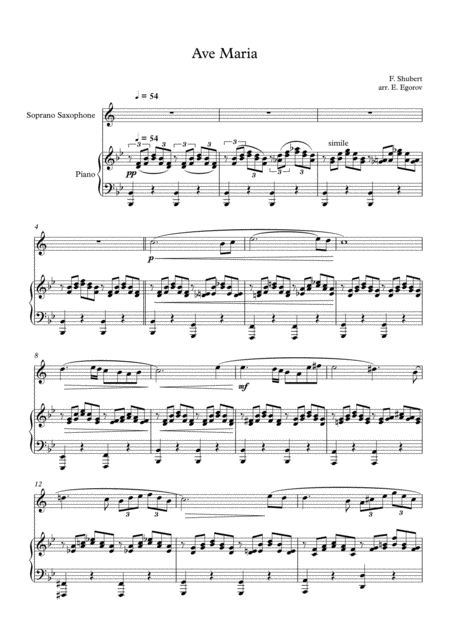 Ave Maria Franz Schubert For Soprano Saxophone Piano Page 2