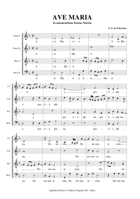 Ave Maria In Annunciatione Beatae Mariae Palestrina For Ttbb Choir Page 2