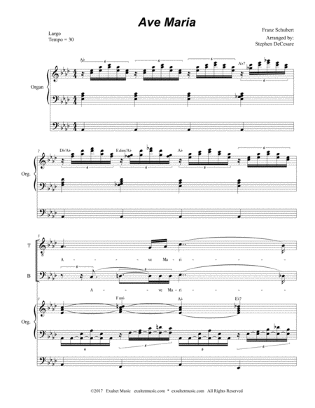 Ave Maria Portuguese Lyrics Duet For Tenor Bass Solo Medium Key Organ Accompaniment Page 2