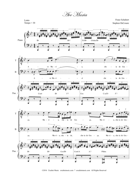 Ave Maria Portuguese Lyrics For 2 Part Choir Tb High Key Piano Accompaniment Page 2