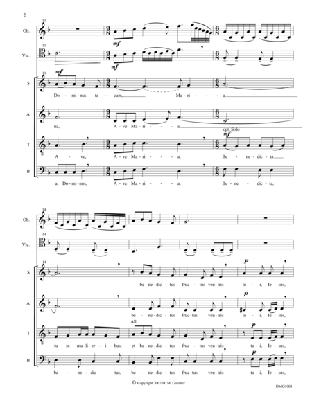 Ave Maria Satb Oboe Opt Violin And Cello Page 2