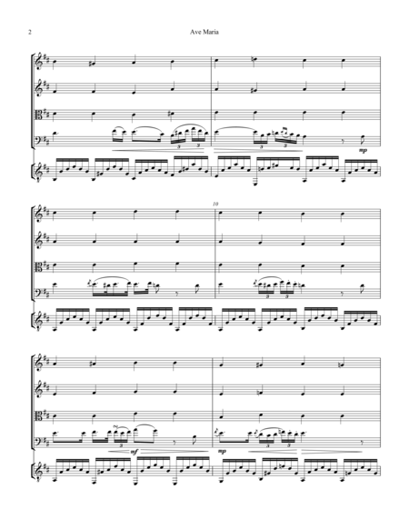 Ave Maria Schubert By For String Quartet And Guitar D Major Page 2