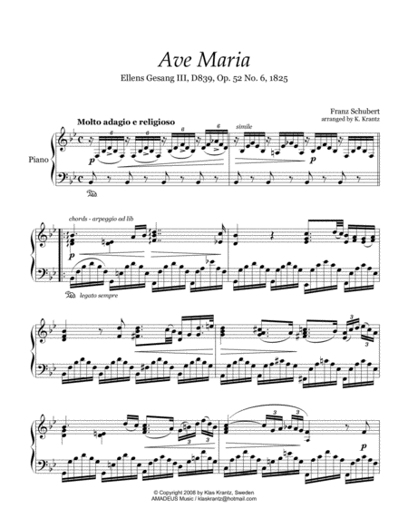 Ave Maria Schubert For Piano Solo Bb Major Page 2