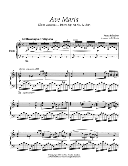 Ave Maria Schubert For Piano Solo C Major Page 2