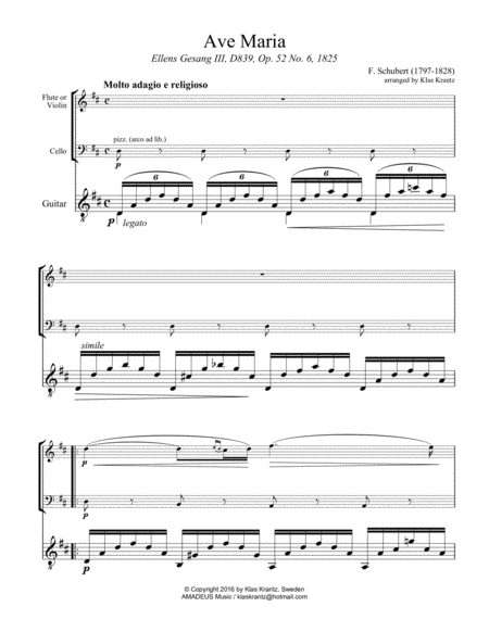 Ave Maria Schubert For Violin Cello And Guitar Page 2