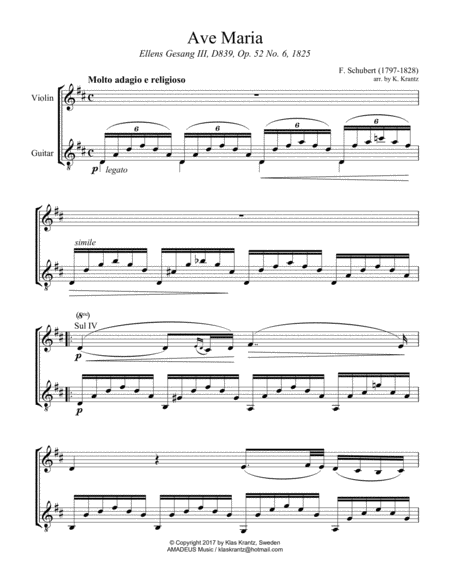 Ave Maria Schubert For Violin Low And Guitar Page 2