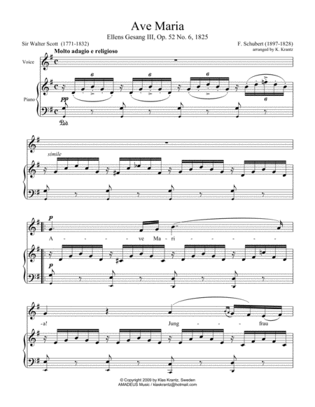 Ave Maria Schubert For Voice And Easy Piano G Major Page 2