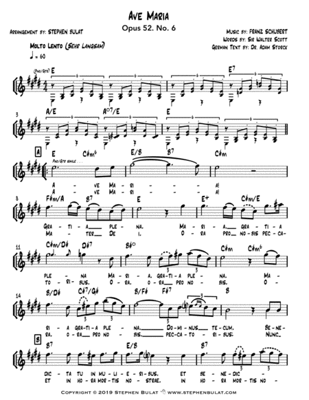Ave Maria Schubert Lead Sheet Key Of E Page 2