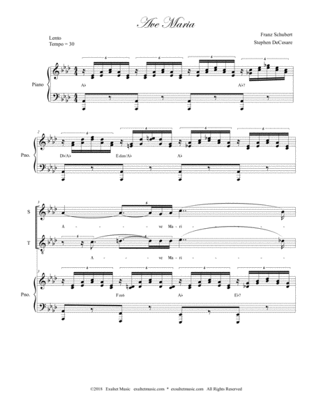 Ave Maria Spanish Lyrics Duet For Soprano Tenor Solo Medium Key Piano Page 2