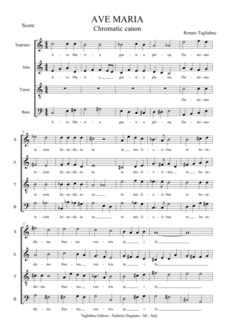 Ave Maria Tagliabue Chromatic Canon For Satb Choir Page 2