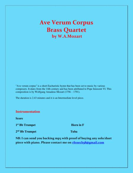 Ave Verum Corpus Brass Quartet Intermediate Level Page 2