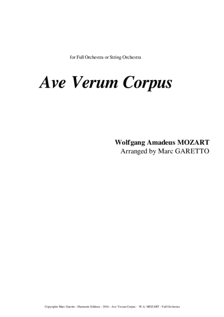 Ave Verum Corpus For Beginner Full Or String Orchestra W A Mozart Page 2