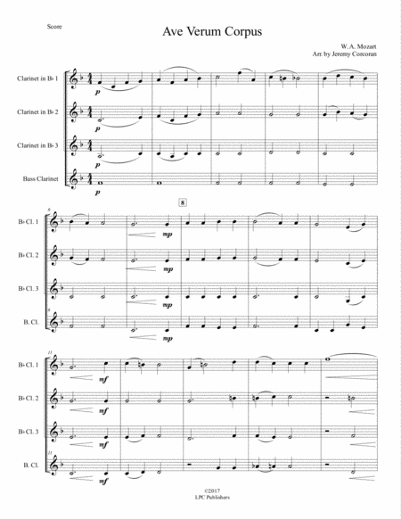 Ave Verum Corpus For Clarinet Quartet Page 2