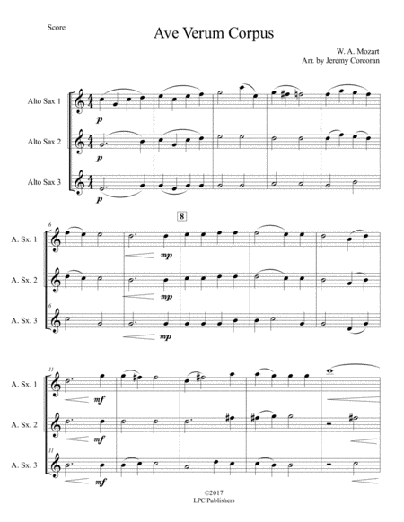 Ave Verum Corpus For Three Saxophones Aaa Or Aat Page 2