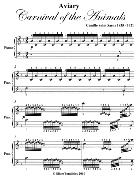 Aviary Carnival Of The Animals Easy Piano Sheet Music Page 2