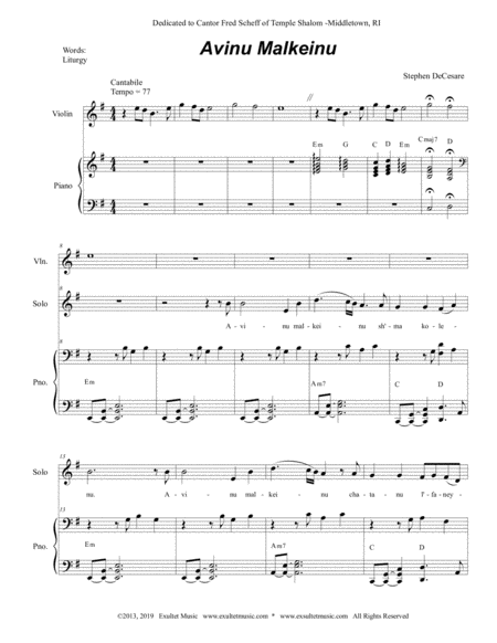 Avinu Malkeinu For High Voice With 2 Part Choir Tb Page 2