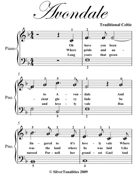 Avondale Easy Piano Sheet Music Page 2