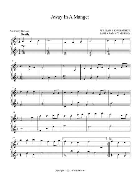 Away In A Manger Arranged For Double Strung Harp From My Book Winterscape For Double Strung Harp Page 2