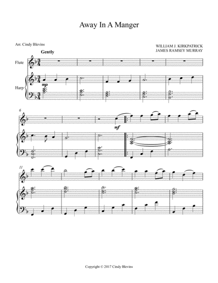 Away In A Manger Arranged For Harp And Flute Page 2