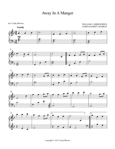 Away In A Manger Arranged For Lever Or Pedal Harp From My Book Winterscape Page 2