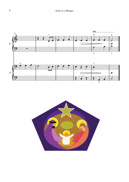 Away In A Manger Beginner Piano Duet Page 2