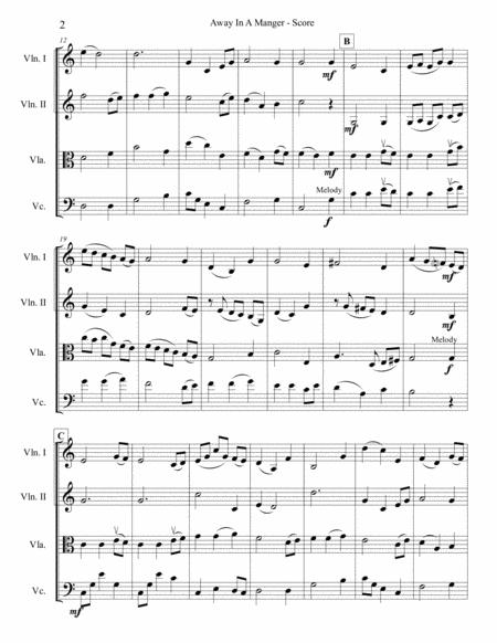 Away In A Manger Cradle Song For String Quartet Page 2