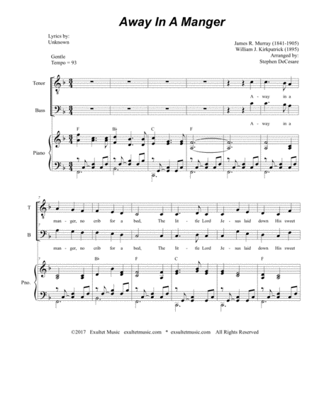 Away In A Manger Duet For Tenor And Bass Solo Page 2