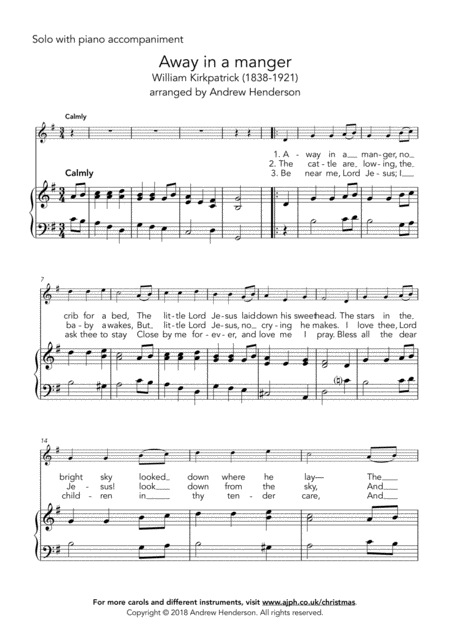 Away In A Manger Easy Trombone Or Euphonium Bass Clef Easy Piano Page 2