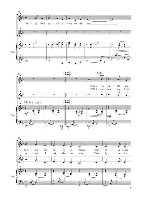 Away In A Manger For 1 Part Or 2 Part Choir Page 2