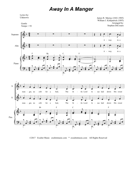 Away In A Manger For 2 Part Choir Sa Page 2