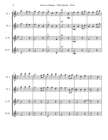 Away In A Manger For Flute Quartet Page 2