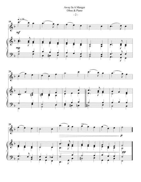 Away In A Manger For Oboe Piano Page 2