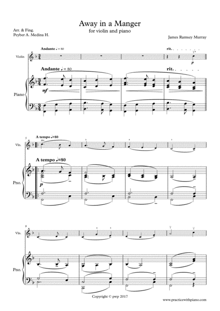Away In A Manger For Violin And Piano Page 2