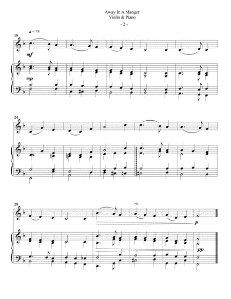 Away In A Manger For Violin Piano Page 2