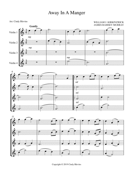 Away In A Manger For Violin Quartet Page 2