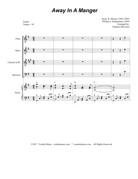 Away In A Manger For Woodwind Quartet Page 2