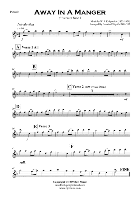 Away In A Manger Tune 1 Concert Band Score And Parts Pdf Page 2