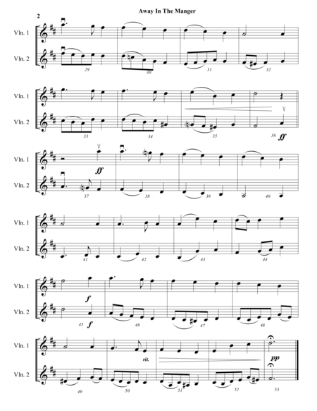 Away In The Manger It Came Upon A Midnight Clear Violin Duet Intermediate Page 2