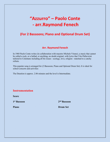 Azzurro 2 Bassoons Piano And Drum Set Page 2