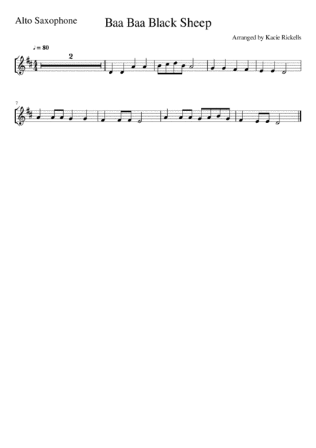 Baa Baa Black Sheep Alto Saxophone Solo Page 2