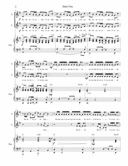 Baba Yetu For 2 Part Choir Sa Page 2