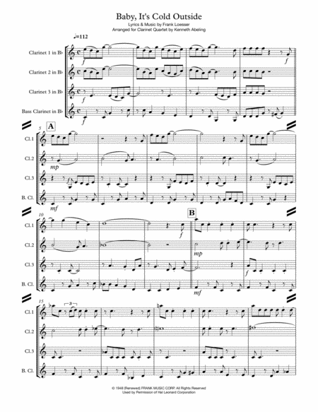 Baby Its Cold Outside For Clarinet Quartet Page 2