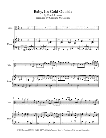 Baby Its Cold Outside Intermediate Viola Solo With Piano Accompaniment Page 2