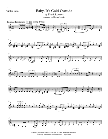 Baby Its Cold Outside Violin Solo For Violin Solo Page 2