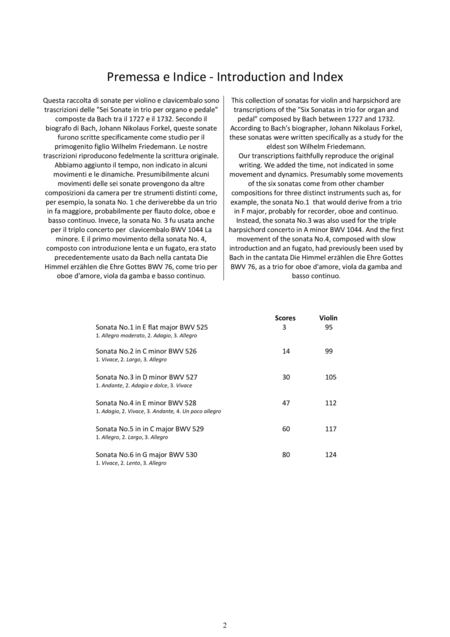 Bach 6 Violin Sonatas Bwv 525 530 For Violin And Harpsichord Or Piano Scores And Part Page 2